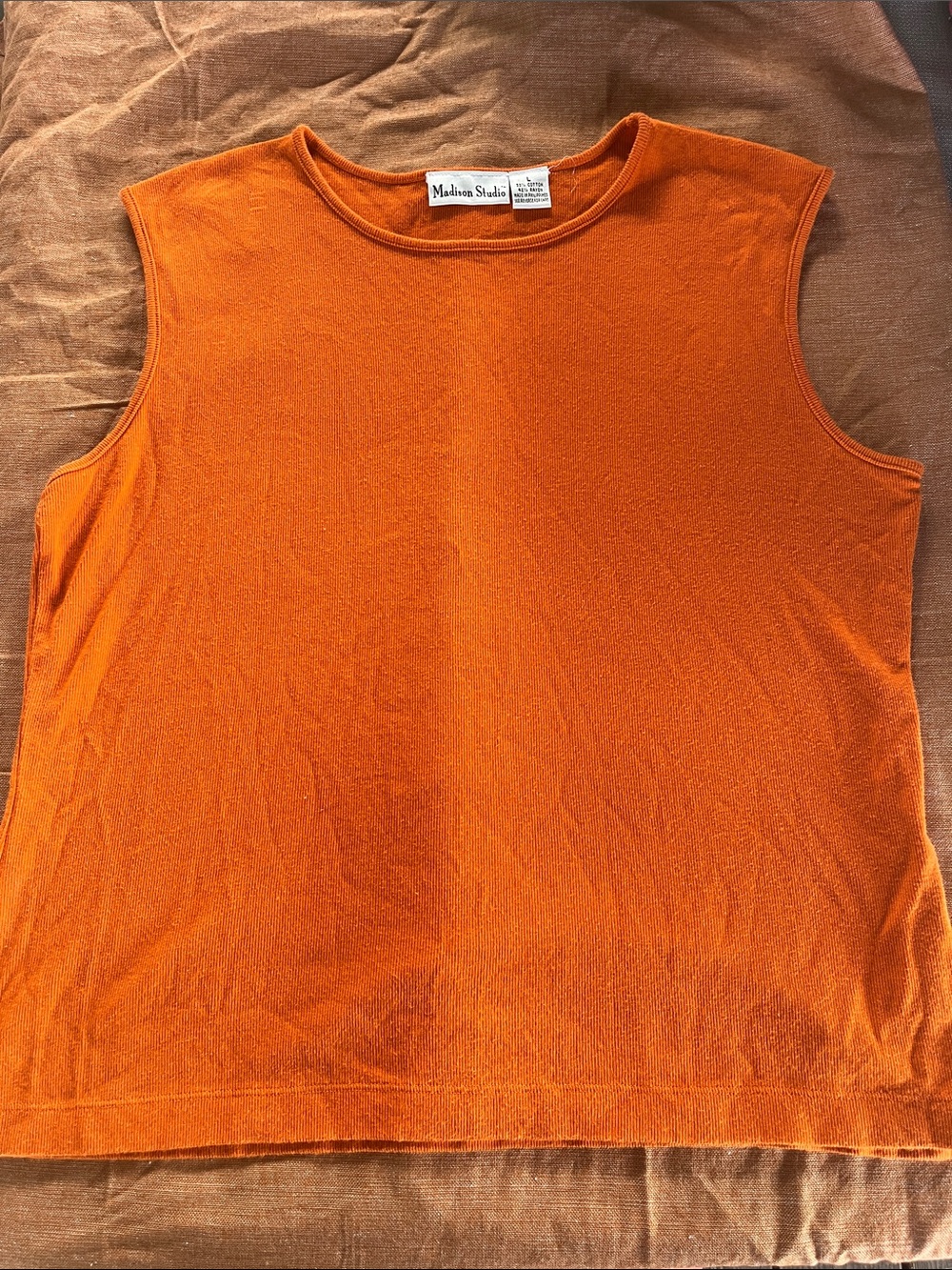 Madison Studio Bright Orange Sleeveless Knit Tank